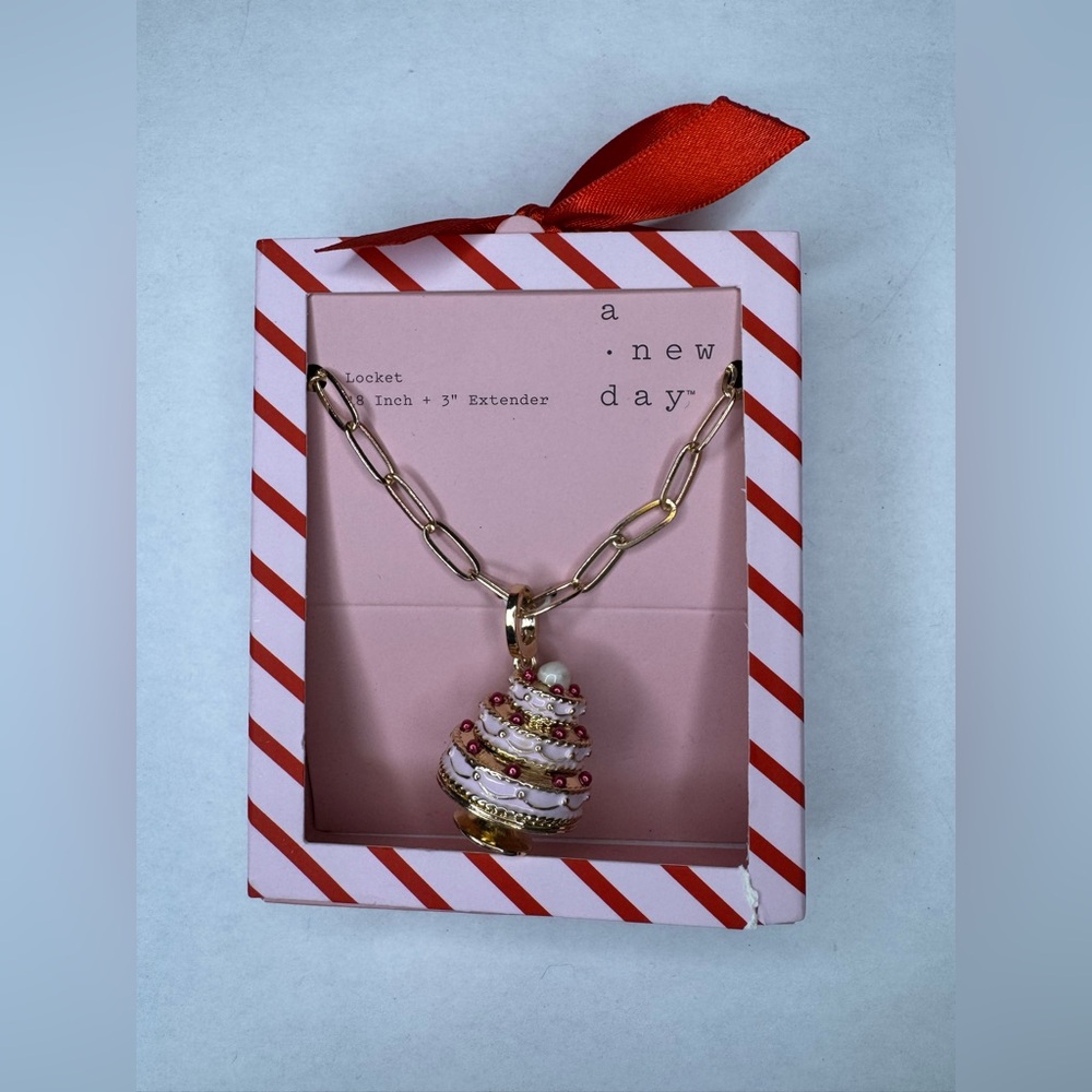 a. new day Birthday Cake Locket 18” + 3” extender necklace